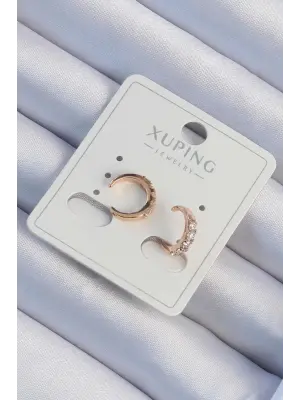 Xuping Rose Renk Zirkon Taşlı Ay Model Earcuff Küpe
