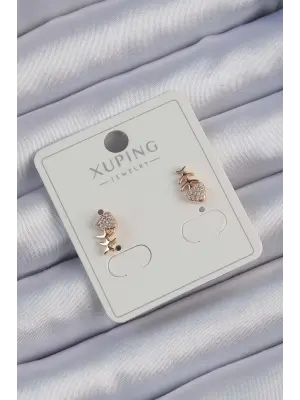 Xuping Rose Renk Zirkon Taşlı Balık Küpe