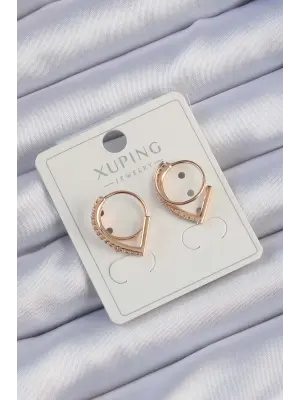 Xuping Rose Renk Zirkon Taşlı Geometrik Küpe