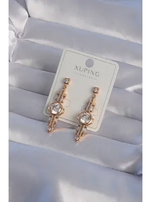 XUPİNG Rose Renk Zirkon Taşlı Geometrik Sallantılı Küpe