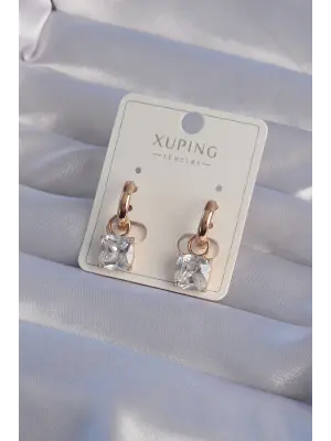 XUPİNG Rose Renk Zirkon Taşlı Halka Küpe
