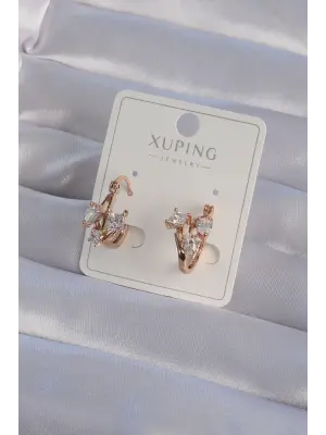 XUPİNG Rose Renk Zirkon Taşlı Halka Küpe