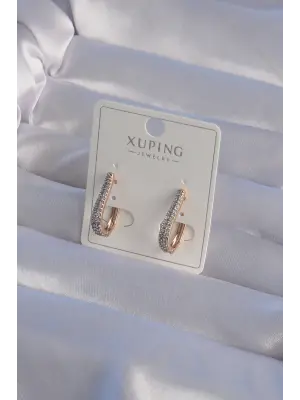 XUPİNG Rose Renk Zirkon Taşlı Kıvrımlı Küpe