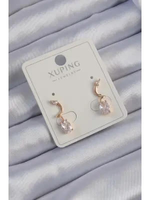 Xuping Rose Renk Zirkon Taşlı Kıvrımlı Küpe