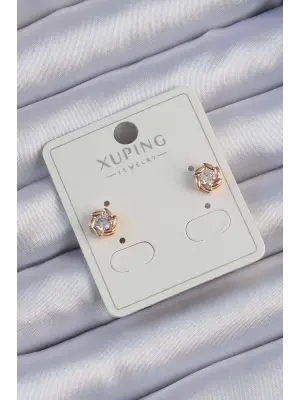 Xuping Rose Renk Zirkon Taşlı Lazer Kesim Oval Küpe