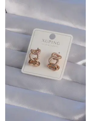 XUPİNG Rose Renk Zirkon Taşlı Samanyolu Model Halka Küpe