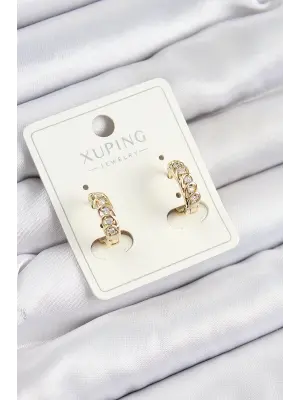 Xuping Zirkon Taşlı Ardışık Model Gold Renk Kadın Küpe