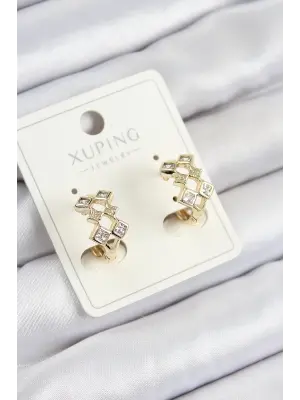 Xuping Zirkon Taşlı Baklava Model Gold Renk Kadın Küpe