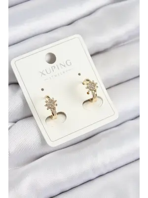 Xuping Zirkon Taşlı Çiçek Model Gold Renk Kadın Küpe