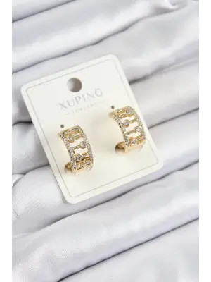 Xuping Zirkon Taşlı Çit Halka Model Gold Renk Kadın Küpe