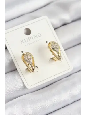 Xuping Zirkon Taşlı Damla Model Gold Renk Kadın Küpe