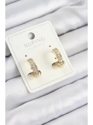 Xuping Zirkon Taşlı Halka Model Gold Renk Kadın Küpe