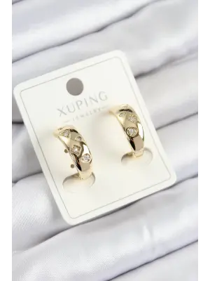 Xuping Zirkon Taşlı Halka Model Gold Renk Kadın Küpe