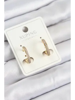 Xuping Zirkon Taşlı I Model Gold Renk Kadın Küpe