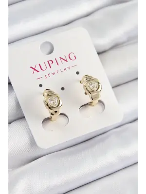 Xuping Zirkon Taşlı Kalp Model Gold Renk Kadın Küpe