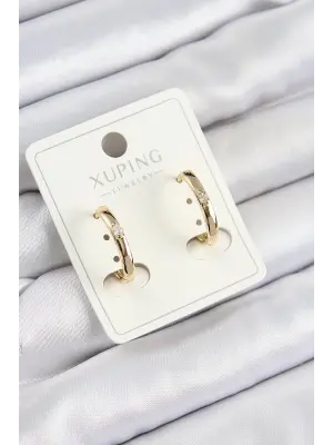 Xuping Zirkon Taşlı Oval Model Gold Renk Kadın Küpe
