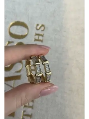 Yakut Taşlı Halka Model Seranay Küpesi