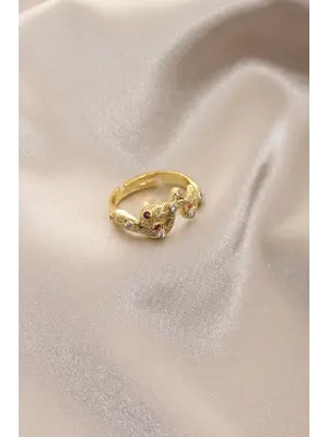 Yeni Sezon Altın Renk Kırmızı Gözlü Taşlı Yılan Yüzük