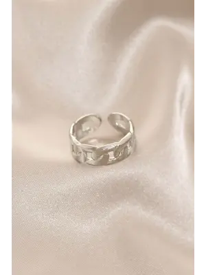 Yeni Sezon Gümüş Renk Zincir Yüzük