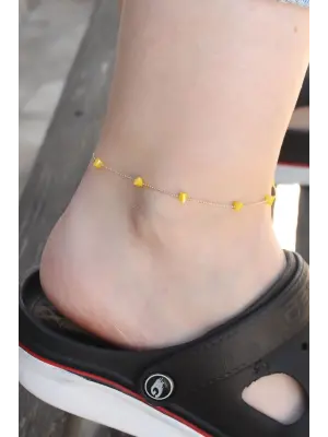 Yeni Sezon Minimal Sarı Taş Detaylı Halhal