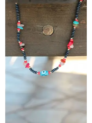 Yeni Sezon Nazar Boncuk Figürlü Renkli Taş ve Boncuklu Kolye
