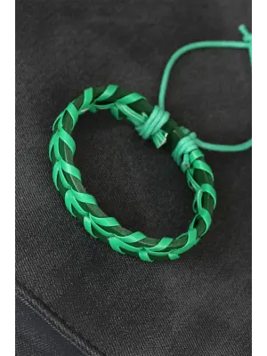 Yeşil Renk Deri Erkek Bileklik