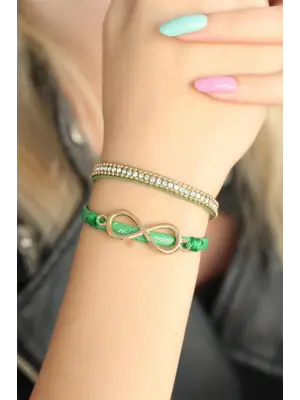 Yeşil Renk Metal Sonsuzluklu Bayan Bileklik