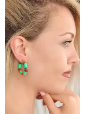 Yeşil Renk Taşlı Bayan Küpe