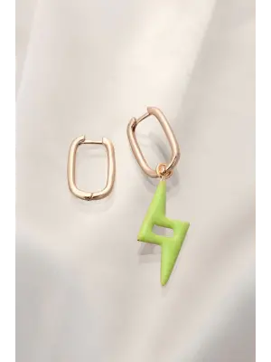 Yeşil Şimşek Model Çelik Küpe