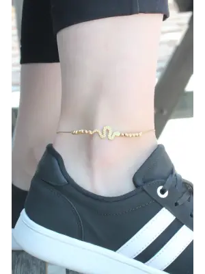 Yılan Figür Gold Renk Halhal