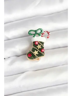 Yılbaşı Çorabı Temalı Broş