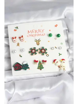 Yılbaşı Temalı 8 Çift Küpe Seti