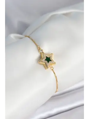 Yıldız Model Asansörlü Gold Renk Kadın Bileklik