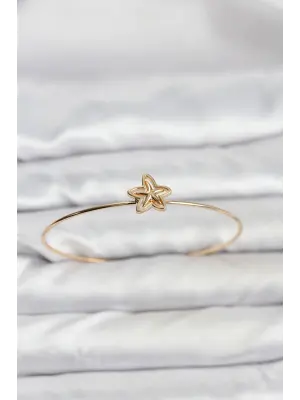 Yıldız Model Gold Renk Minimal Kelepçe Bilezik