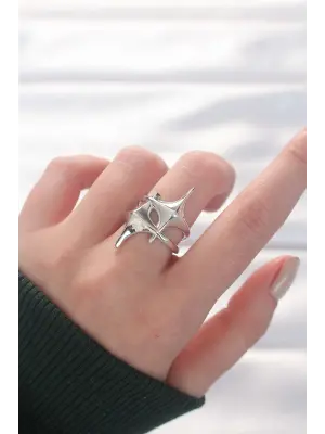 Yıldız Model Silver Renk Ayarlanabilir Yüzük
