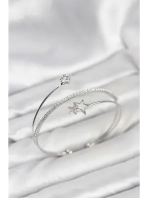 Yıldızlı Model Çelik Gümüş Renk Kadın Bileklik