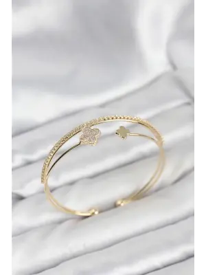 Yonca Model Çelik Gold Renk Kadın Bileklik