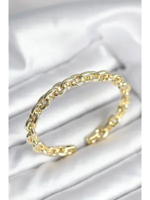 Zincir Model Gold Renk Pirinç Kadın Bileklik