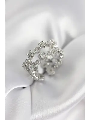 Zirkon Taşlı 2li Model Gümüş Renk Kadın Yüzük