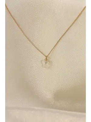 Zirkon Taşlı Beyaz Renk Minimal Kelebek Kolye