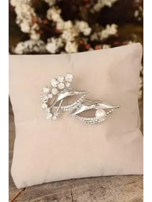 Zirkon Taşlı Dudak Figürlü Broş