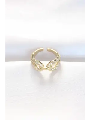 Zirkon Taşlı Altın Ayarlanabilir Yüzük