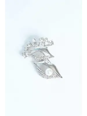 Zirkon Taşlı Metal Broş