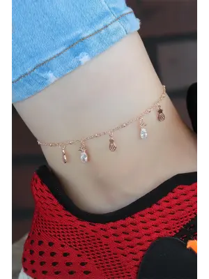 Zirkon Taşlı Rose Renk Ananaslı Hal Hal