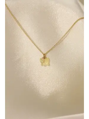 Zirkon Taşlı Sarı Renk Minimal Kelebek Kolye