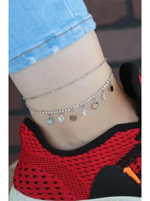 Zirkon Taşlı Silver Renk Kaplama Kalpli Hal Hal