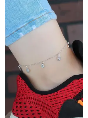 Zirkon Taşlı Silver Renk Kaplama Zincir Hal Hal