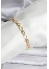 14K Gold Renk Kaplama Baklava Dilim Model Kadın Bileklik