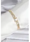 14K Gold Renk Kaplama Zirkon Kare Taşlı CM Kadın Bileklik