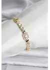 14K Gold Renk Kaplama Zirkon Taşlı CM Kadın Bileklik